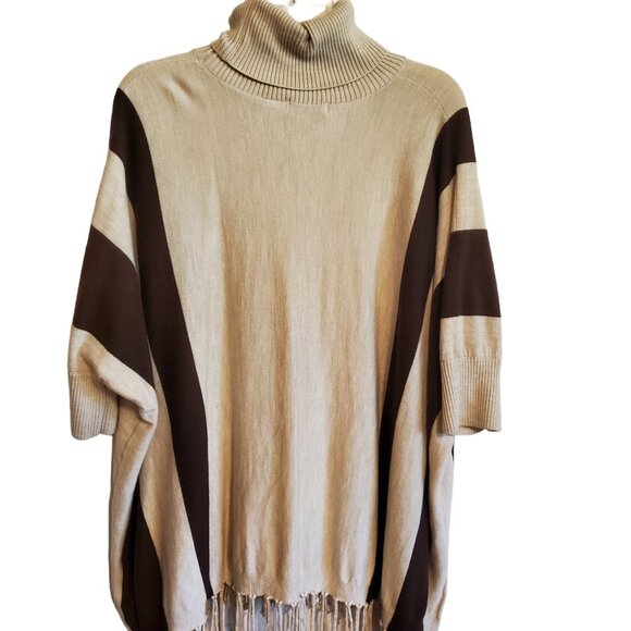 100% Merino Wool Pullover Western Poncho Fringe Sweater One Size - Picture 2 of 12
